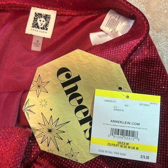 NWT Anne Klein Red Sparkle Glitter Midi Wrap Skirt Women's Size Medium MSRP $79! - Picture 4 of 7